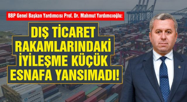 Prof. Dr. Yardımcıoğlu: Dış Ticaret Rakamlarındaki İyileşme Küçük Esnafa Yansımadı!