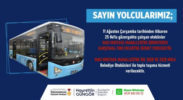 Üç Otobüs Hattında Değişiklik