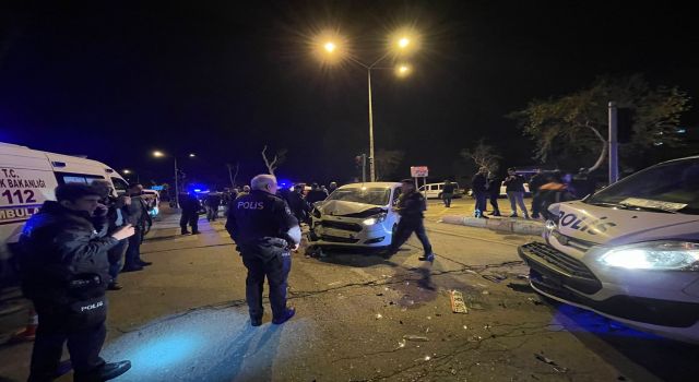 Polisten Kaçan Sürücü Ekip Otosuna Çarptı, 1 Polis Yaralı