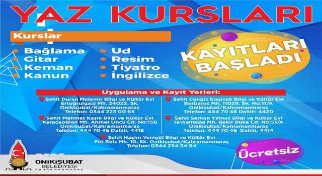 Onikişubat Belediyesinden Yaz Kursları