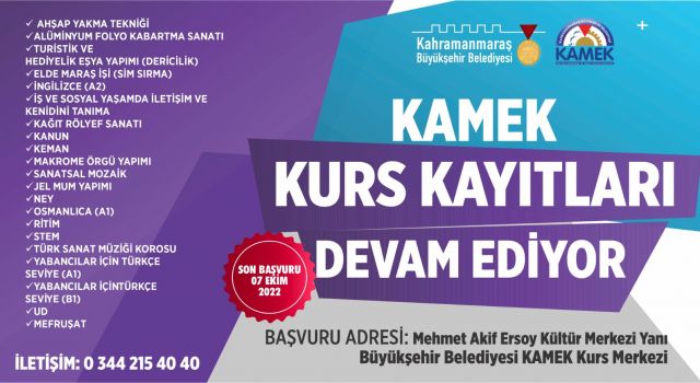 KAMEK Kurs Kayıtları Devam Ediyor