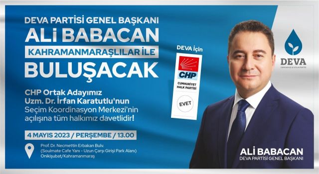 Ali Babacan Kahramanmaraş’a Geliyor!