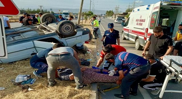 Pazarcık’ta otomobil takla attı: 4 yaralı