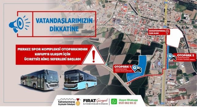 Merkez Spor Kompleksi Otoparkından Fuara Ücretsiz Ring Seferleri Başladı!