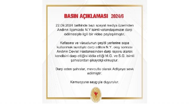 Kahramanmaraş Valiliğinden yazılı açıklama