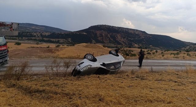 Pazarcık’ta otomobil takla attı: 1 yaralı