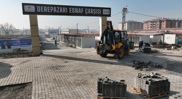 Derepazarı Esnaf Çarşısı’nda Üstyapı İmalatları Tamamlanıyor