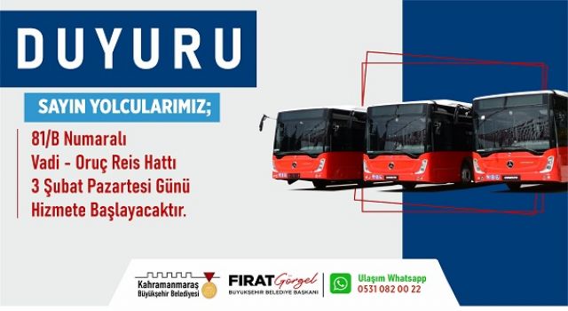 Şehir Merkezinde Yeni Toplu Taşıma Hattı Hizmete Başlıyor