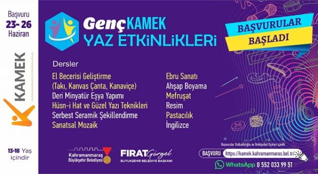 Genç KAMEK Yaz Kursları İçin Başvurular Başladı!