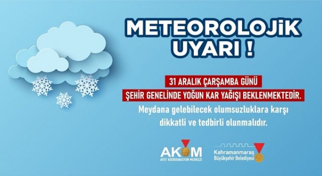 Çarşamba Günü Şehir Genelinde Kar Yağışı Bekleniyor!