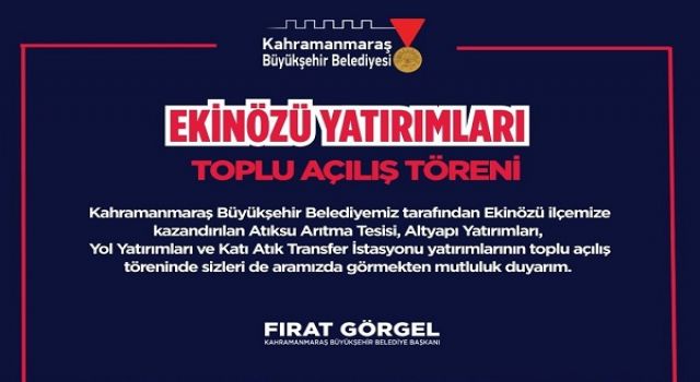 Büyükşehir’in Ekinözü Yatırımları Açılıyor