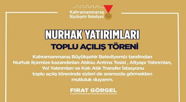 Büyükşehir’in Nurhak’a Kazandırdığı Yatırımların Toplu Açılışı Yapılacak