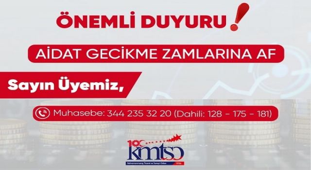 KMTSO’dan Aidat Gecikme Zamlarına Af