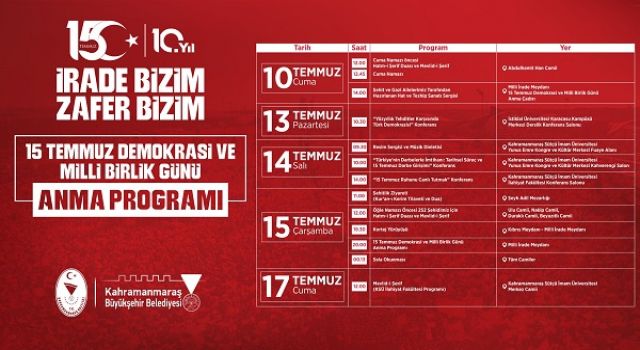 15 Temmuz Demokrasi ve Milli Birlik Günü Anma Programları Başlıyor
