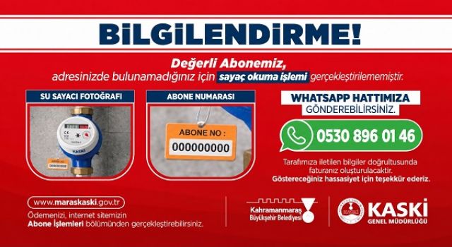 Sayaç Okuma İşlemlerinin Sağlıklı Yürütülmesi İçin Abonelerimize Önemli Hatırlatma