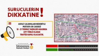 Mustafa Or Caddesi, 21 Temmuz’a Kadar Trafiğe Kapalı Olacak!