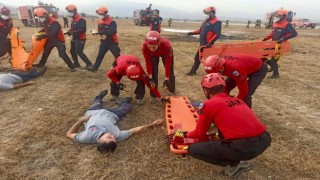 Kahramanmaraş’ta uçak kazası tatbikatı 