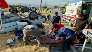 Pazarcık’ta otomobil takla attı: 4 yaralı