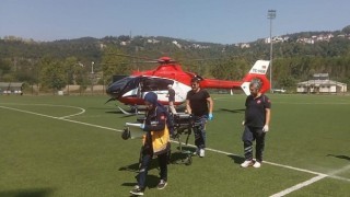 Yaşlı hasta için helikopter ambulans havalandı