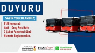 Şehir Merkezinde Yeni Toplu Taşıma Hattı Hizmete Başlıyor