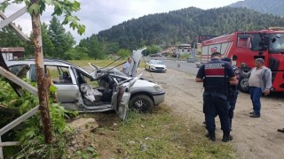 Otomobil Elektrik Direğine Çarptı: 1 Yaralı