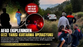 Kahramanmaraş’ta araçta mahsur kalan baba ve kızı kurtarıldı 